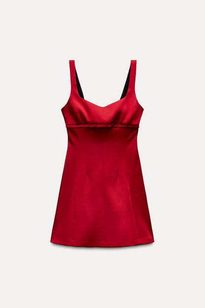 Zelorava™ - Maria Satin Red Mini Dress