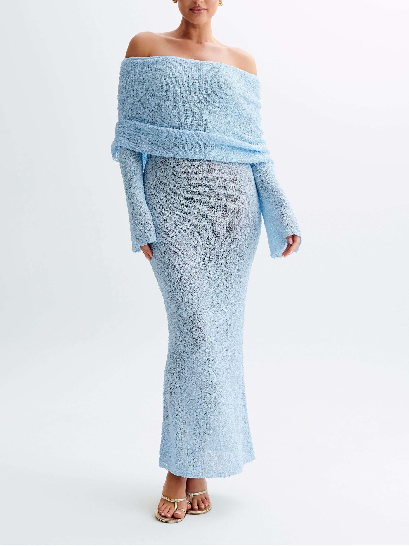 Kenvira™ - Off Shoulder Boucle Maxi Dress