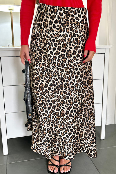 Loriza™ | Brown Leopard Print Skirt