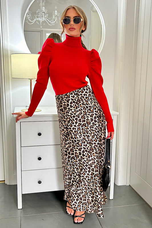 Zelorava™ - Amelia Brown Leopard Print Skirt