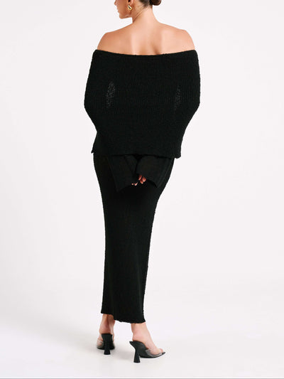 Kenvira™ - Off Shoulder Boucle Maxi Dress