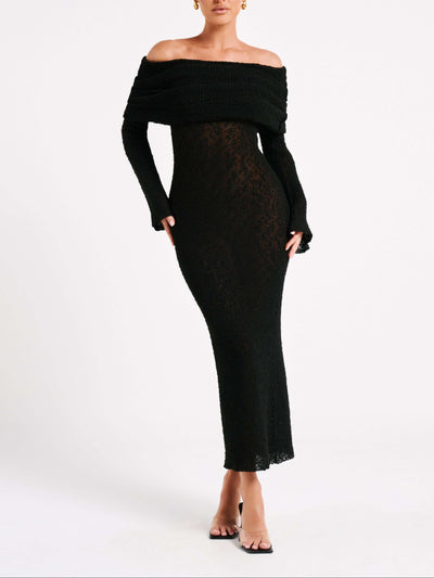 Kenvira™ - Off Shoulder Boucle Maxi Dress