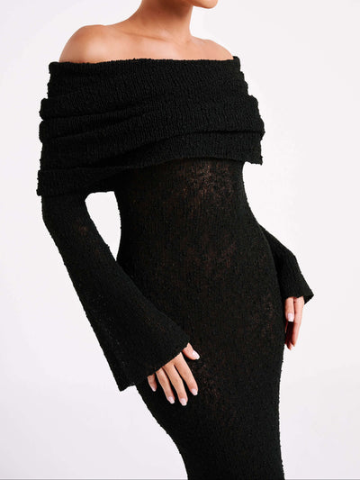 Kenvira™ - Off Shoulder Boucle Maxi Dress