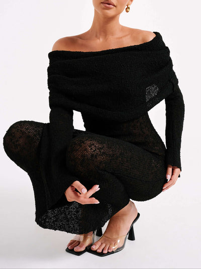 Kenvira™ - Off Shoulder Boucle Maxi Dress