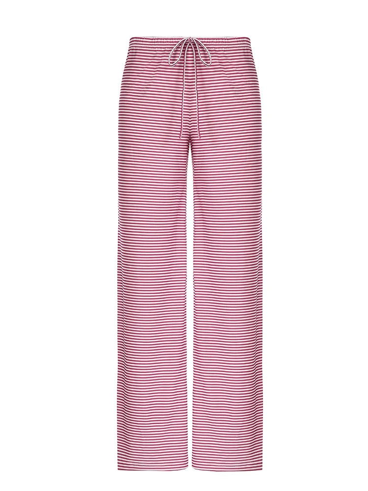 Zelorava™ - Striped Drawstring-Waist Straight Pants