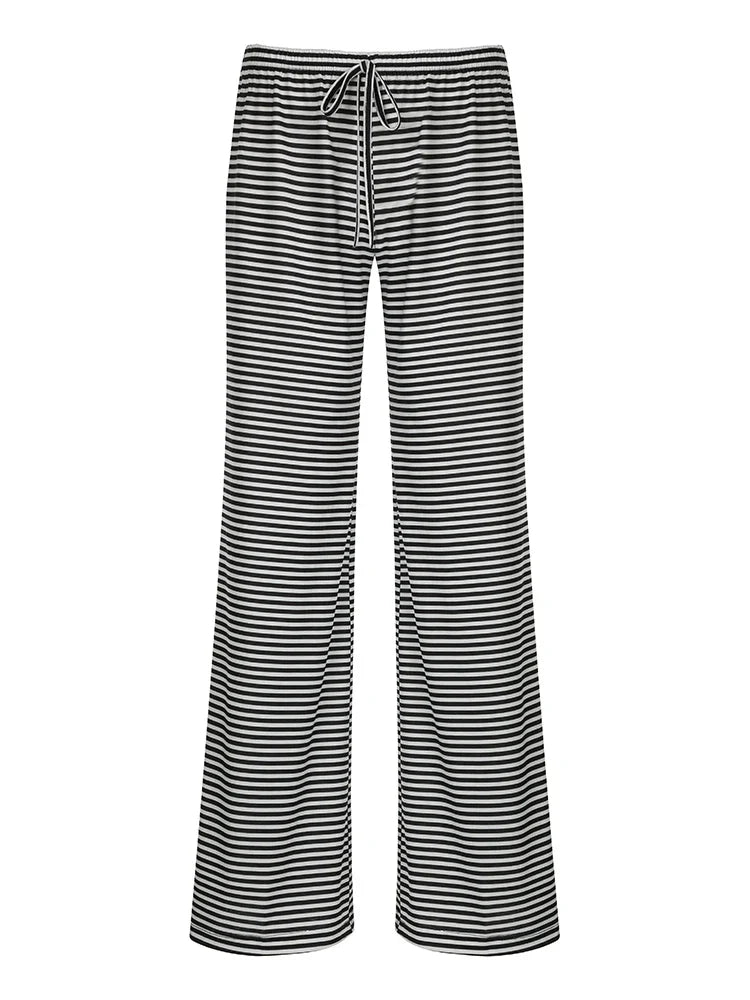 Zelorava™ - Striped Drawstring-Waist Straight Pants