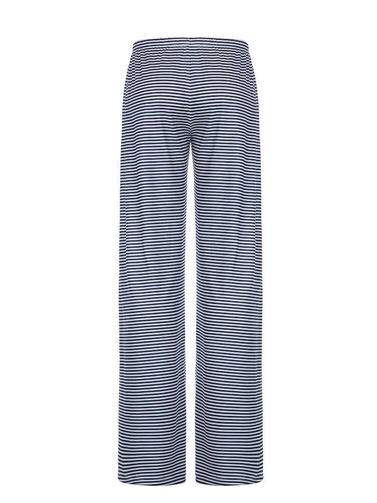 Zelorava™ - Striped Drawstring-Waist Straight Pants