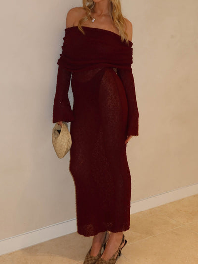 Kenvira™ - Off Shoulder Boucle Maxi Dress