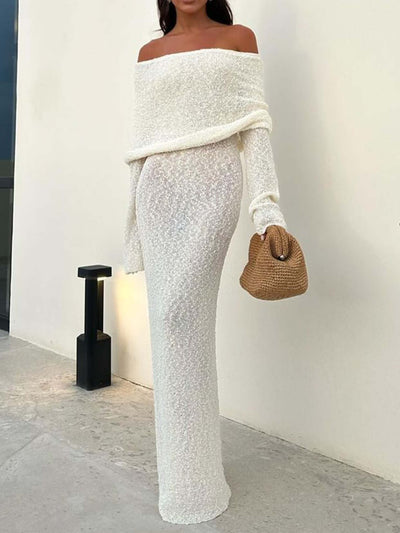 Kenvira™ - Off Shoulder Boucle Maxi Dress